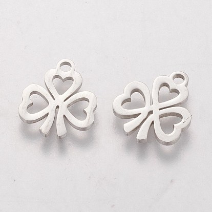 201 Stainless Steel Charms, Laser Cut, Clover