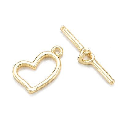 Brass Toggle Clasps, Long-Lasting Plated, Heart
