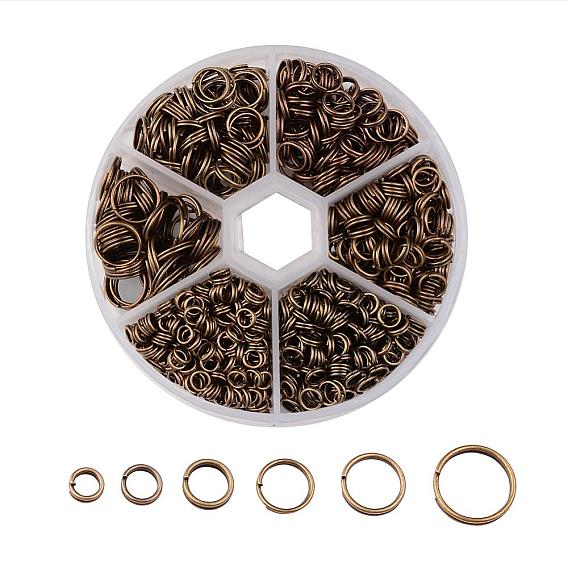 1 caja de anillos partidos de hierro, anillos de salto de doble bucle, para bricolaje llaves organización artes, 4 mm / 5 mm / 6 mm / 7 mm / 8 mm / 10 mm
