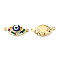 Amuletos de conector de murano mal de ojo, con fornituras de circonitas cúbicas de colores pavé de latón chapado en oro real 18k, sin plomo y cadmio