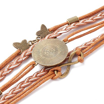 Bracelet de fierté arc-en-ciel, bracelet multi-rangs plat rond avec motif & maillons papillon pour homme femme, chocolat