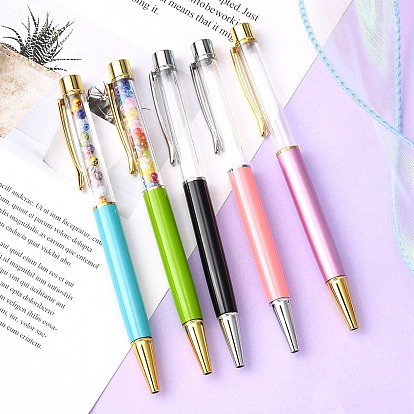 Creative Empty Tube Ballpoint Pens, with Black Ink Pen Refill Inside, for DIY Glitter Epoxy Resin Crystal Ballpoint Pen Herbarium Pen Making