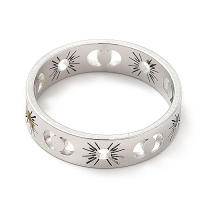 304 кольца для пальцев из нержавеющей стали для женщин, выдолбить кольцо солнца и луны