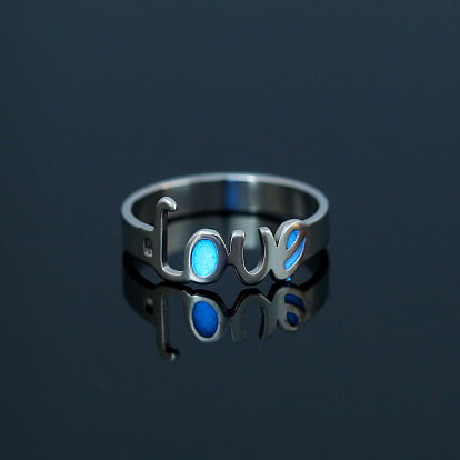 Светящийся 304 кольцо из нержавеющей стали с надписью «любовь», светящиеся в темноте украшения для женщин