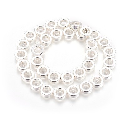 Electroplated Non-magnetic Synthetic Hematite Beads Strands, Long-Lasting Plated, Flat Round