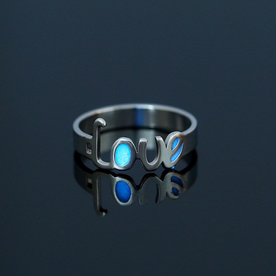 Светящийся 304 кольцо из нержавеющей стали с надписью «любовь», светящиеся в темноте украшения для женщин