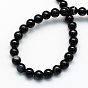 Ligne naturel noir perles rondes en agate brins, teint