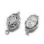925 Sterling Silver Bayonet Clasps, with 925 Stamp, with Cubic Zirconia, Oval, Clear