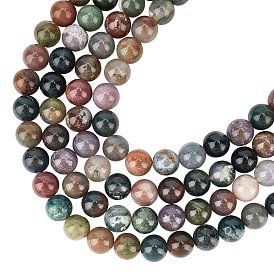 ARRICRAFT Natural Indian Bloodstone Beads Strands, Heliotrope Stone Beads, Round