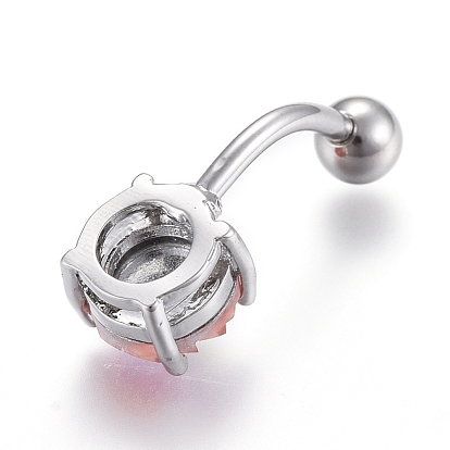 Bijoux piercing, anneau de nombril en laiton, anneaux de ventre, avec barre en acrylique et acier inoxydable