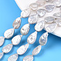 Baroque Natural Nucleated Pearl Keshi Pearl Beads Strands, Cultured Freshwater Pearl, Teardrop