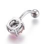 Bijoux piercing, anneau de nombril en laiton, anneaux de ventre, avec barre en acrylique et acier inoxydable