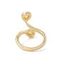 Clear Cubic Zircon Teardrop Open Cuff Ring, Rack Plating Brass Jewelry for Women, Cadmium Free & Nickel Free & Lead Free