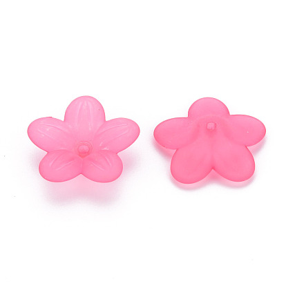 Frosted Acrylic Bead Caps, 5-Petal, Flower
