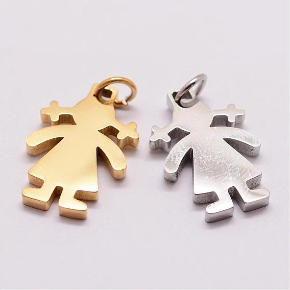 316 Surgical Stainless Steel Pendants, Girl Silhouette Pendants