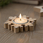 Candelabro navideño de madera con bandeja de metal., centro de mesa de una sola vela, decoración perfecta para fiestas en casa