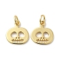 Rack Plating Brass Charms, with Jump Ring, Lead Free & Cadmium Free, Long-Lasting Plated, Skull Pumpkin Charm