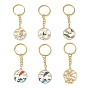 Porte-clés pendentifs en alliage d'émail, avec porte-clés fendus, plat rond avec poisson/phénix/fleur