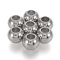 202 Stainless Steel Beads, with Rubber Inside, Slider Beads, Stopper Beads