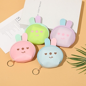 Polyester Wallets, Change Purse with Keychain, Rabbit with Smiling Face