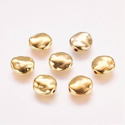 Tibetan Style Alloy Flat Round Beads, Cadmium Free & Lead Free