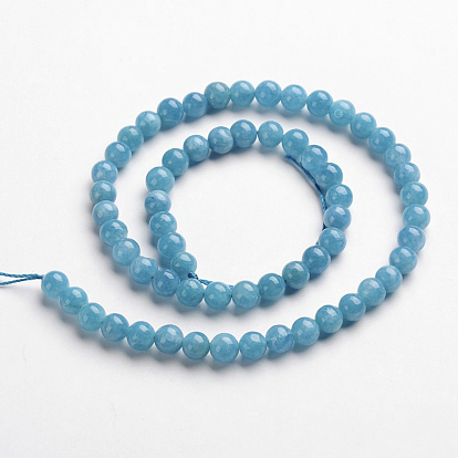 Natural Gemstone Beads Strands, Dyed, Imitation Aquamarine, Round