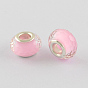  Perles européennes en résine de grand trou, avec couleur argent plaqué doubles noyaux de cuivre, facettes rondelle, 14x9mm, Trou: 5mm