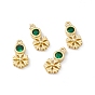 Brass Micro Pave Cubic Zirconia Pendants, Real 18K Gold Plated, Snowflake