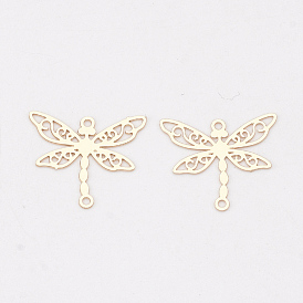 Brass Links Connectors, Etched Metal Embellishments, Long-Lasting Plated, Dragonfly
