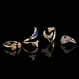 Zircon Stone Creative Rose Flower Ring for Women - Versatile, Fashionable, Jewelry Supply.