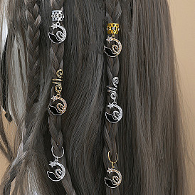 Anneau de cheveux en strass étincelant pour tresses hip hop et style swag - bijoux de cheveux en métal uniques avec finition nappe d'huile