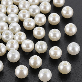 Des perles en plastique, perles de culture de imitation , ronde