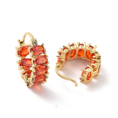 Овальные серьги-кольца с кубическим цирконием, настоящие позолоченные украшения из латуни для женщин