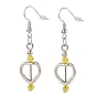 Heart with Acrylic Beaded Dangle Earrings, Platinum Plated Brass Jewelry for Women