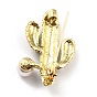 Broche en alliage de cactus avec perle en résine, épinglette en strass exquise pour fille femme, or