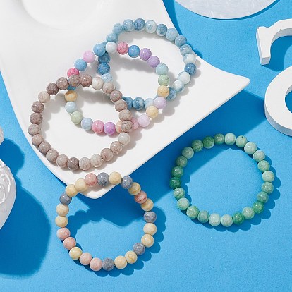 Bracelets extensibles en perles de verre rondes pour femmes