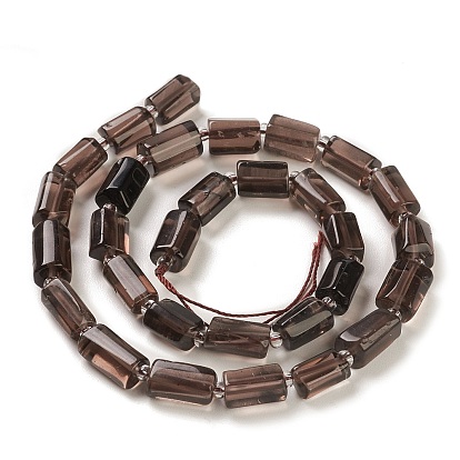 Natural Smoky Quartz Beads Strands, with Seed Beads, Faceted, Column