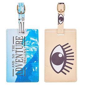 Gorgecraft PU Leather Luggage Bag Tags, Travel ID Labels, Suitcase Name Tags, Rectangle