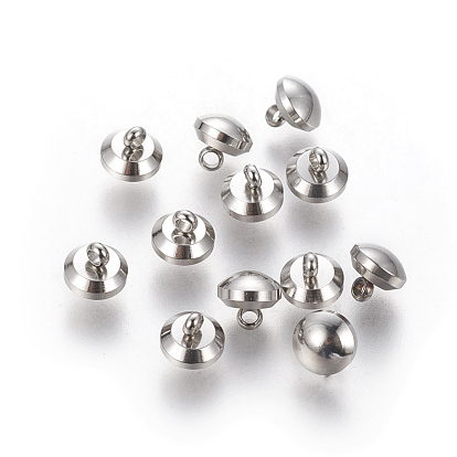 201 Stainless Steel Shank Buttons, Half Round