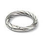 Tibetan Style 316 Surgical Stainless Steel Spring Gate Rings, Twist Round Ring