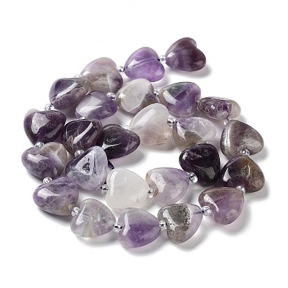 Natural Amethyst Beads Strands, with Seed Beads, Heart