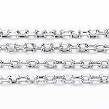 Ion Plating(IP) 304 Stainless Steel Cable Chains, Diamond Cut Chains, Soldered, Faceted, with Spool, Oval
