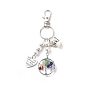 Chakra arbre de vie porte-clés pendentif pierre mixte naturelle/synthétique, avec breloques ange perlé et breloques coeur avec mot pour femme homme