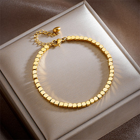 Minimalist Geometric Titanium Steel Chain Bracelet with Beads - Versatile High-end Fashion Jewelry