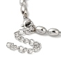 304 bracelets à chaîne à billes ovales en acier inoxydable pour femmes