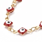 Losange en émail avec bracelet chaînes à maillons mauvais œil, 304 bijoux en acier inoxydable pour femmes