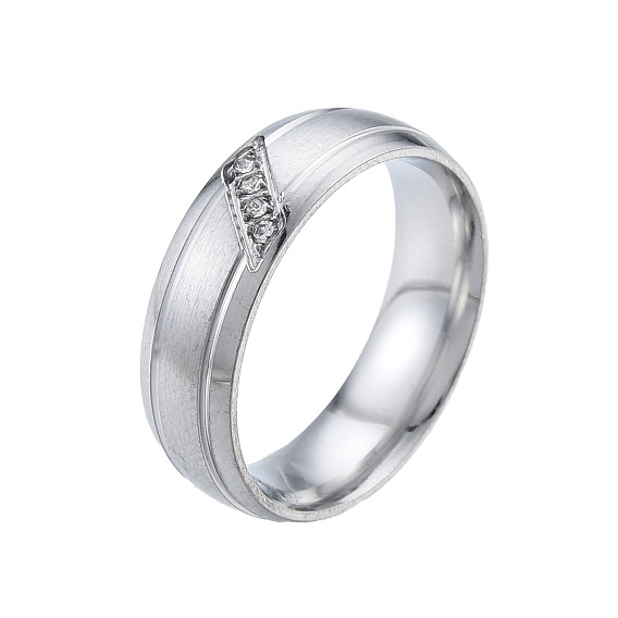 Anillo de dedo de rombo de diamantes de imitación de cristal, 201 joyas de acero inoxidable para mujer