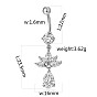 Piercing Jewelry, Brass Cubic Zirciona Navel Ring, Belly Rings, with 304 Stainless Steel Bar, Lead Free & Cadmium Free, Drop