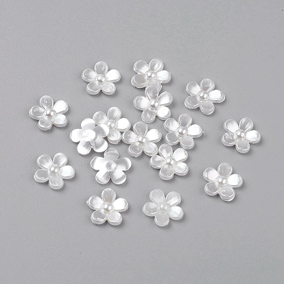 Acrylic Pearl Cabochons, Dyed, Flower, 11x2mm