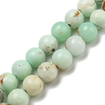 Naturel, vert opale brins de perles, teint, ronde